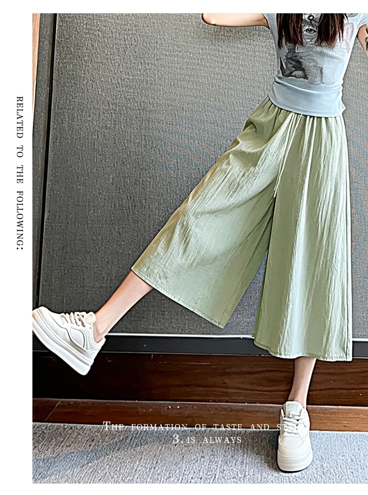 실사 2026 레트로 끈 넓은 다리 루즈핏 정장 바지 7부 바지 여성 봄 여름 캐주얼 다용도 8 점 바지 상세 이미지 16