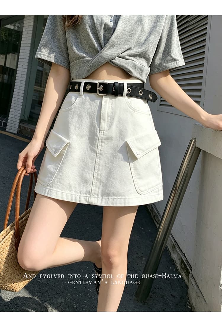 실사 아메리칸 레트로 고급 워시 물 데님 미니 스커트 여성 봄 여름 외국 가스 타이트 스커트 핫걸 한 마디 반신 스커트 ins 상세 이미지 29