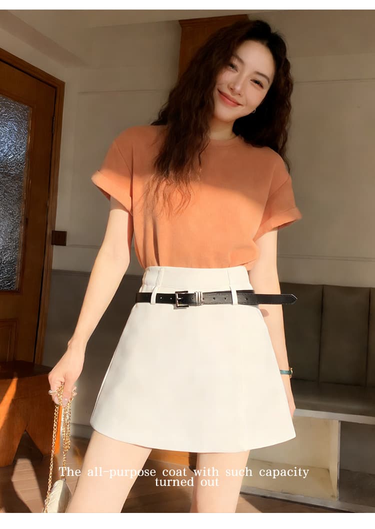 실사 화이트 한 마디 여성 하이웨이스트 캐주얼 치마 2026 봄 작은 키 학원 스타일 짧은 치마바지 정장 반신 스커트 상세 이미지 20