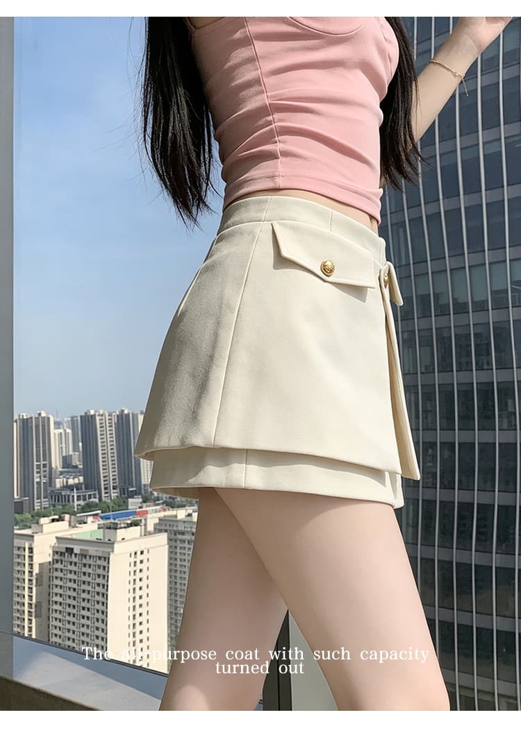 실사 2026 봄 새로운 정장 한 마디 반바지 여성 가져 가라. 조각 디자인 센스 단추 도루 센스 캐주얼 반바지 반신 스커트 상세 이미지 11