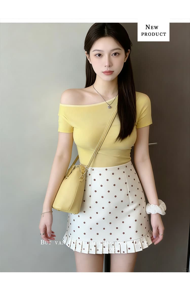 실사 프랑스식 화이트 도트 무늬 반신 스커트 여성 봄 여름 레트로 연령 감소 자매 하이웨이스트 타이트 스커트 한 마디 도트 짧은 치마 상세 이미지 16