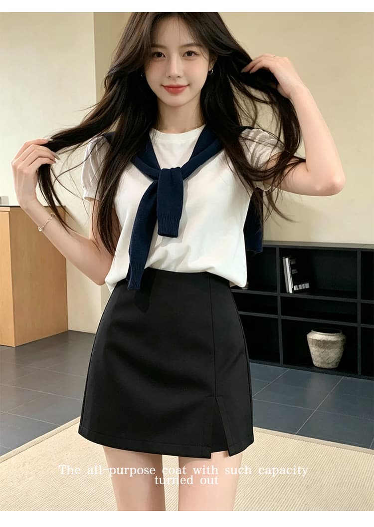 실사 회색 반신 스커트 여성 2026 새로운 하이웨이스트 슬림해 보이는 타이트 스커트 트임 치마바지 정장 치마 한 마디 미니 스커트 상세 이미지 12