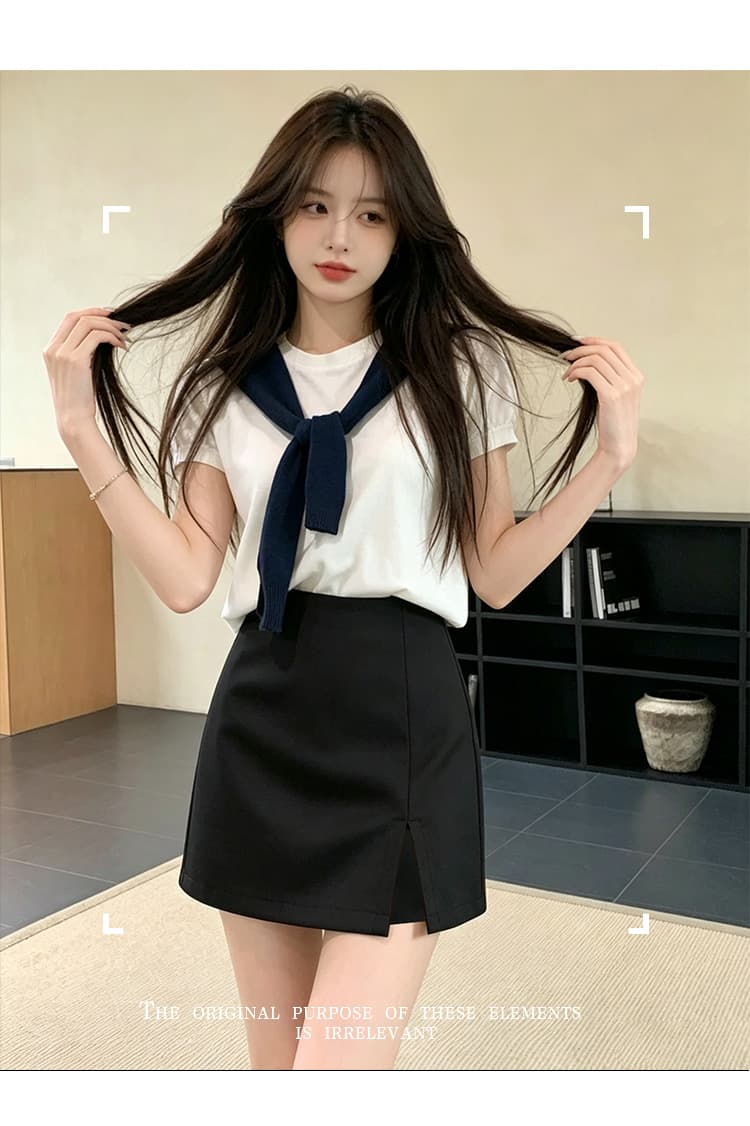 실사 회색 반신 스커트 여성 2026 새로운 하이웨이스트 슬림해 보이는 타이트 스커트 트임 치마바지 정장 치마 한 마디 미니 스커트 상세 이미지 13