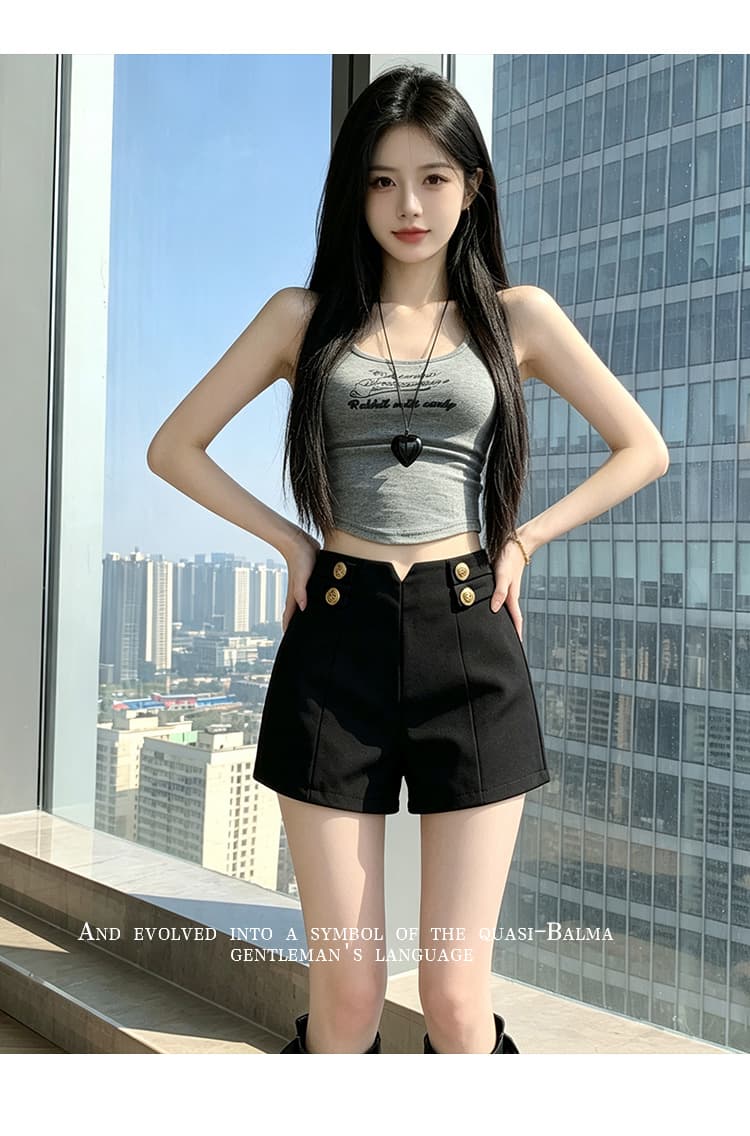 실사 작은 키 하이웨이스트 캐주얼 반바지 여성 여름 디자인 센스 작은 대중 몸매 가꾸기 슬림해 보이는 다용도 타이트 스커트 뜨거운 바지 상세 이미지 15