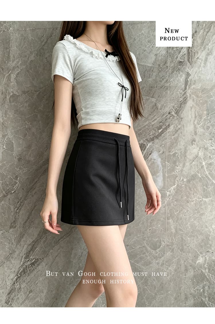 회색 노출 방지 운동 반바지 여성 여름 새로운 캐주얼 하이웨이스트 웨이 치마 한 마디 반신 스커트 타이트 스커트 하프 치마 상세 이미지 10