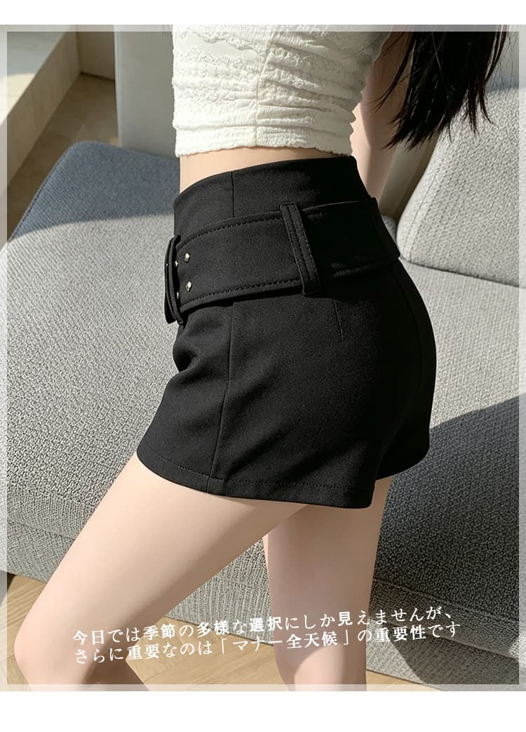 실사 수퍼 모델 비율 카키 색 오래된 돈 바람 펭 넓적 다리 신축성 반바지 외출용 봄 여름 2026 년 하이웨이스트 핫 바지 상세 이미지 10