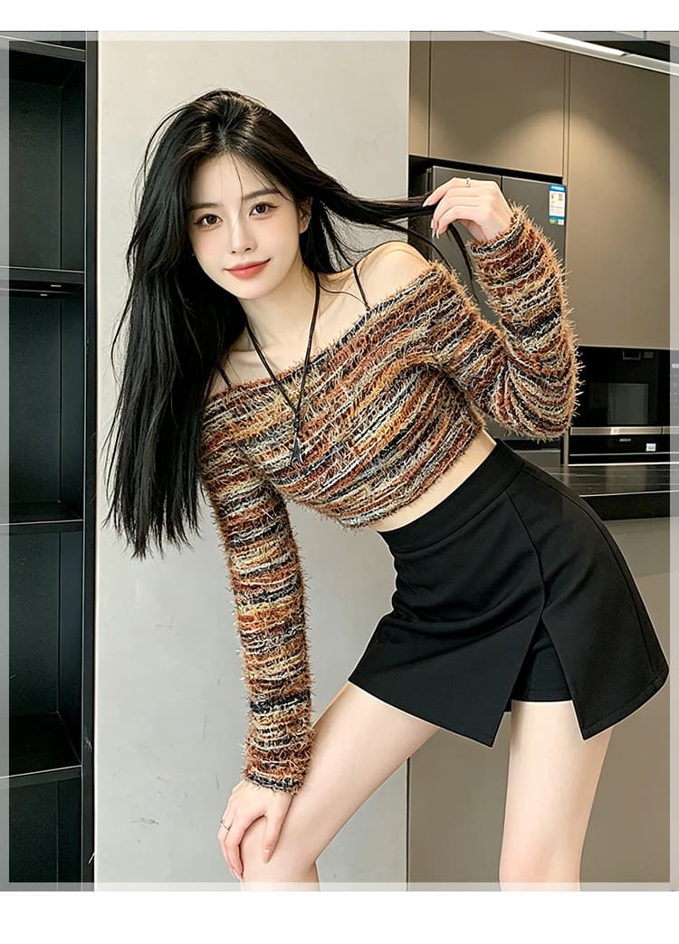 실사 품질 2026 새로운 하이웨이스트 다용도 슬림해 보이는 트임 페이크 레이어드 바지 한 마디 반신 스커트 정장 미니 스커트 상세 이미지 12