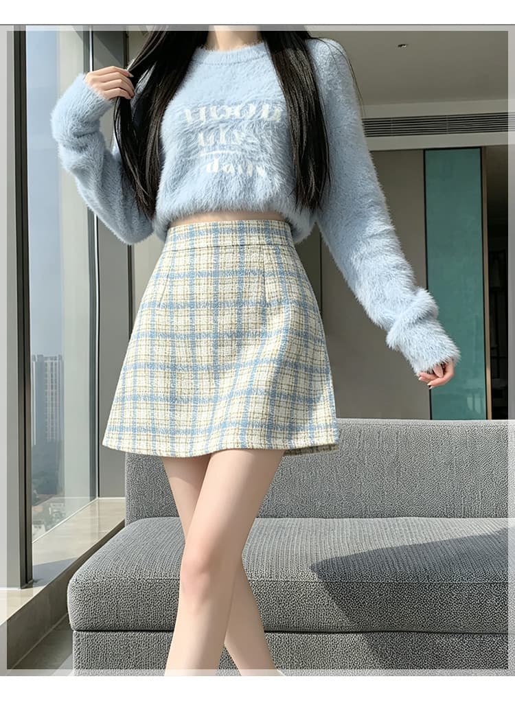 실사 2026 가을 프랑스식 빛 요리 한 체크무늬 미니 스커트 작은 키 타이트 스커트 슬림해 보이는 한 마디 타이트 스커트 작은 샤넬 스타일 반 스커트 상세 이미지 19