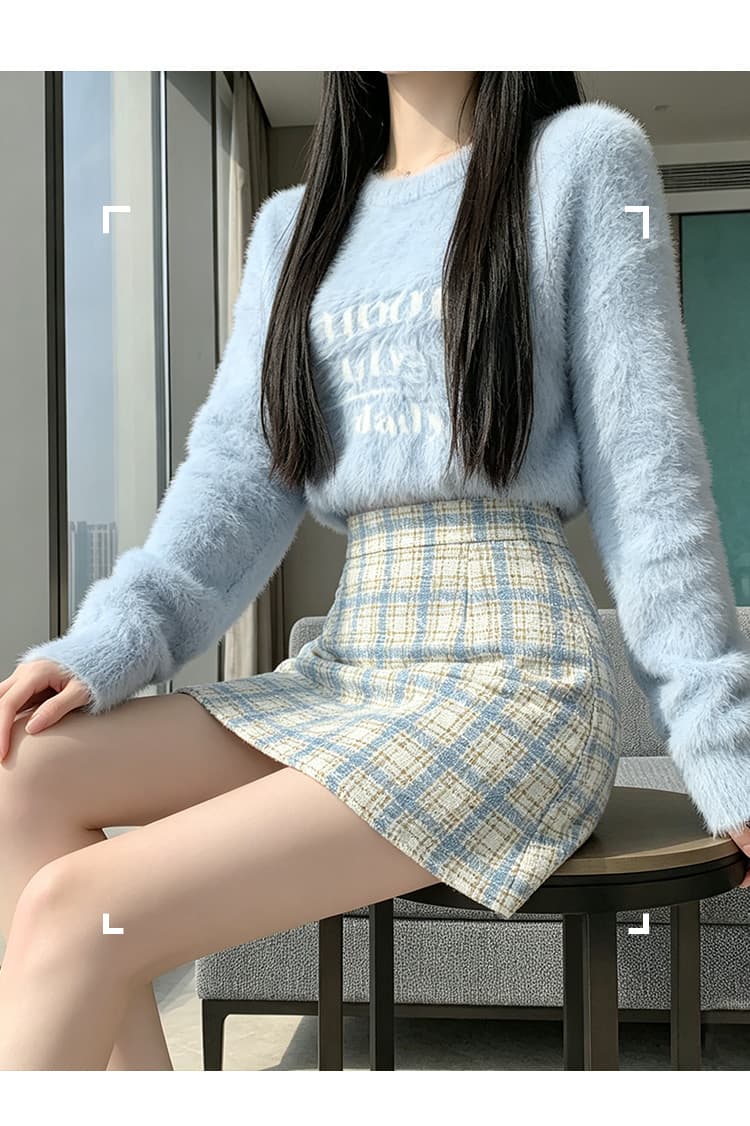 실사 2026 가을 프랑스식 빛 요리 한 체크무늬 미니 스커트 작은 키 타이트 스커트 슬림해 보이는 한 마디 타이트 스커트 작은 샤넬 스타일 반 스커트 상세 이미지 21