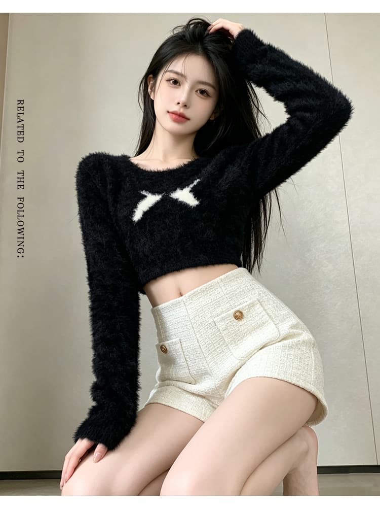 실사 하이웨이스트 작은 샤넬 스타일 모직 반바지 여성 2026 새로운 외출용 경기 부츠 치마바지 경기 부츠 ~ 중 뜨거운 바지 상세 이미지 16