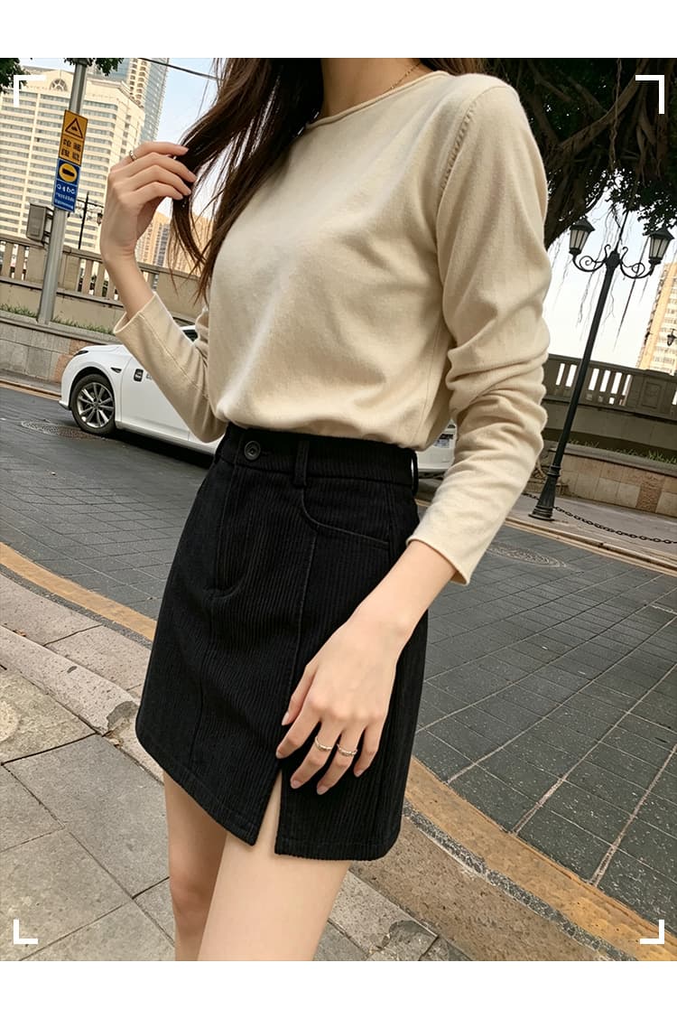 실사 코듀로이 반신 미니 스커트 여성 의류 가을 2026 새로운 작은 키 A라인 스커트 하이웨이스트 슬림해 보이는 타이트 스커트 치마 상세 이미지 25