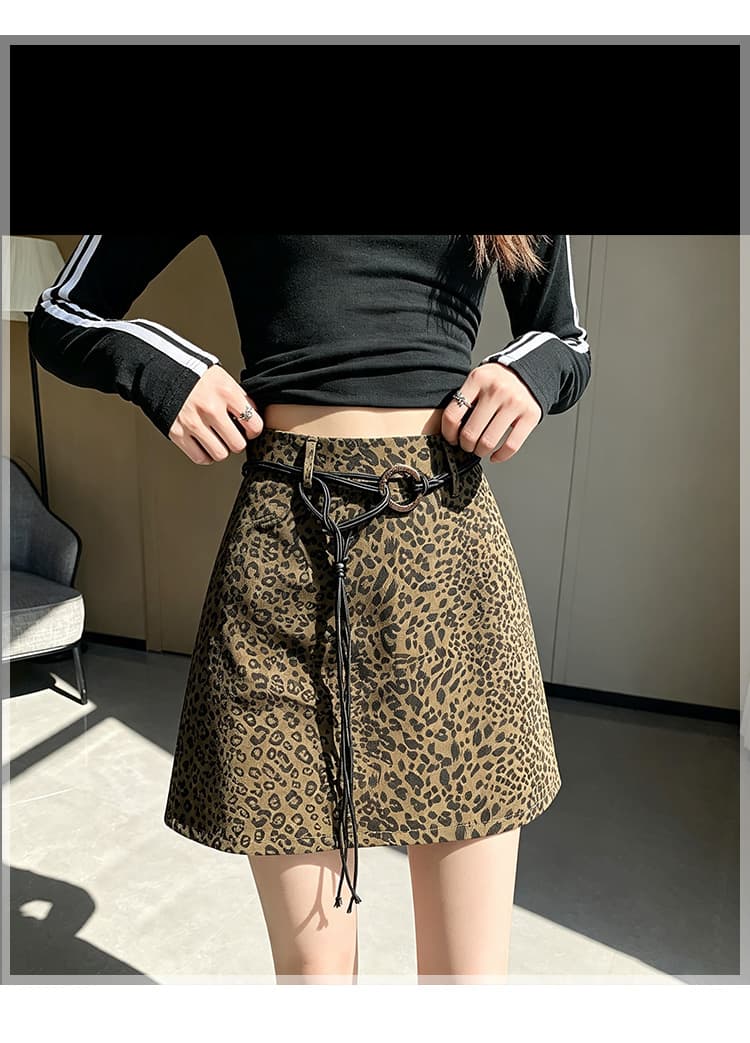실사 레트로 디지털 프린트 레오파드 무늬 스웨이드 원단 하이웨이스트 가을 겨울 한 마디 타이트 스커트 미니 스커트 작은 키 반신 치마 상세 이미지 20
