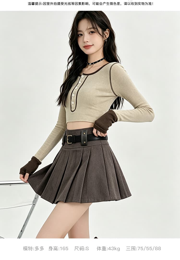 가을 달콤한 차가운 핫걸 학원 스타일 플리츠 스커트 여성 워싱 작은 키 연령 감소 다용도 한 마디 캐주얼 반신 미니 스커트 상세 이미지 7