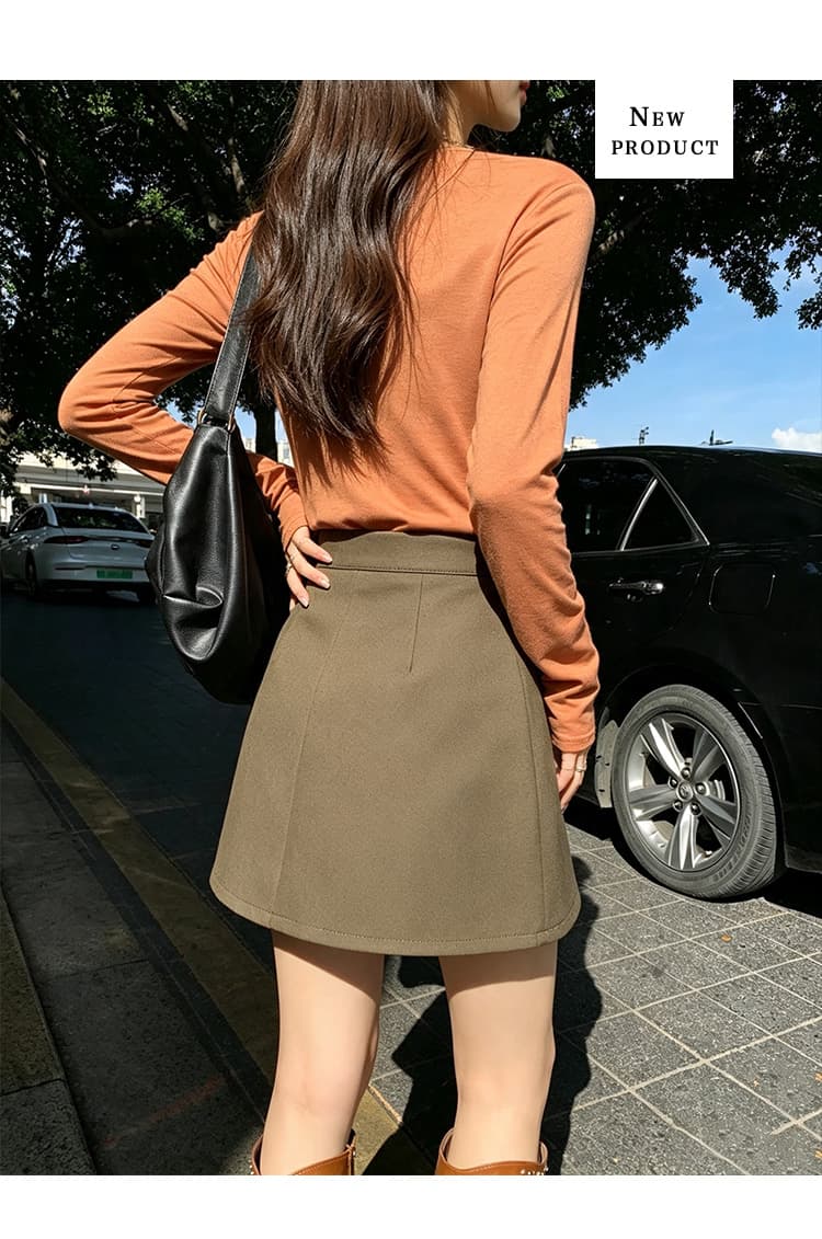실사 2026 봄 가을 새로운 하이웨이스트 다용도 슬림해 보이는 트임 페이크 레이어드 바지 한 마디 반신 스커트 정장 미니 스커트 상세 이미지 10