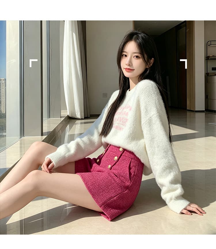 실사 털 모직 한 마디 와이드 레그 팬츠 반바지 이중 버튼 루즈핏 슬림해 보이는 하이웨이스트 캐주얼 바지 레깅스 착용 어린이 상세 이미지 35