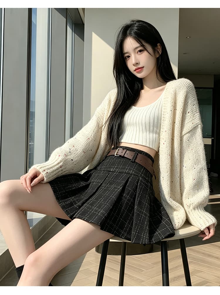 실사 2026 가을 겨울 노출 방지 레트로 하이웨이스트 체크무늬 플리츠 반신 여성 새로운 핫걸 미니 스커트 달콤한 매운맛 치마 상세 이미지 10