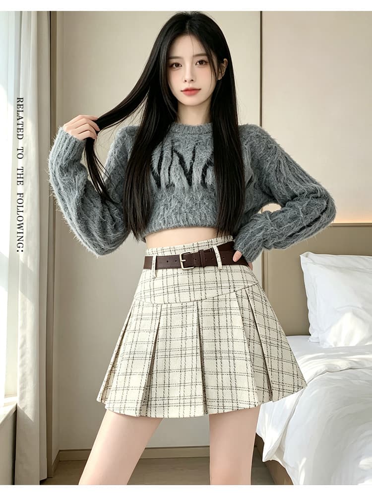 실사 2026 가을 겨울 노출 방지 레트로 하이웨이스트 체크무늬 플리츠 반신 여성 새로운 핫걸 미니 스커트 달콤한 매운맛 치마 상세 이미지 17