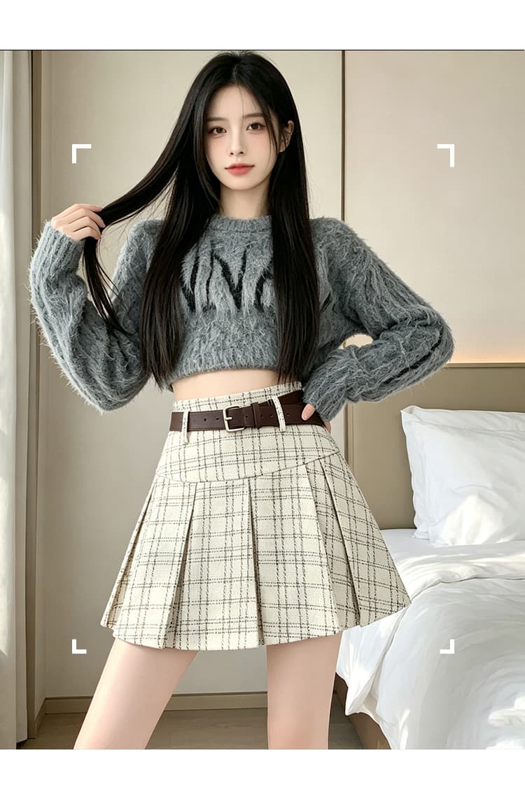 실사 2026 가을 겨울 노출 방지 레트로 하이웨이스트 체크무늬 플리츠 반신 여성 새로운 핫걸 미니 스커트 달콤한 매운맛 치마 상세 이미지 22