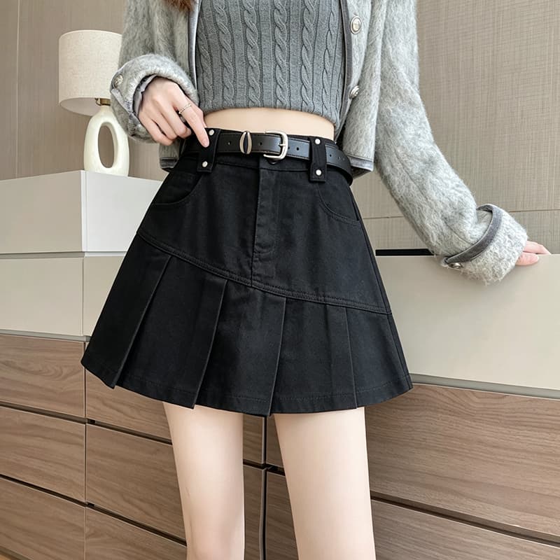 실사 가을 달콤한 차가운 핫걸 학원 플리츠 스커트 여성 작은 키 연령 감소 다용도 한 마디 캐주얼 반신 미니 스커트 이미지 3