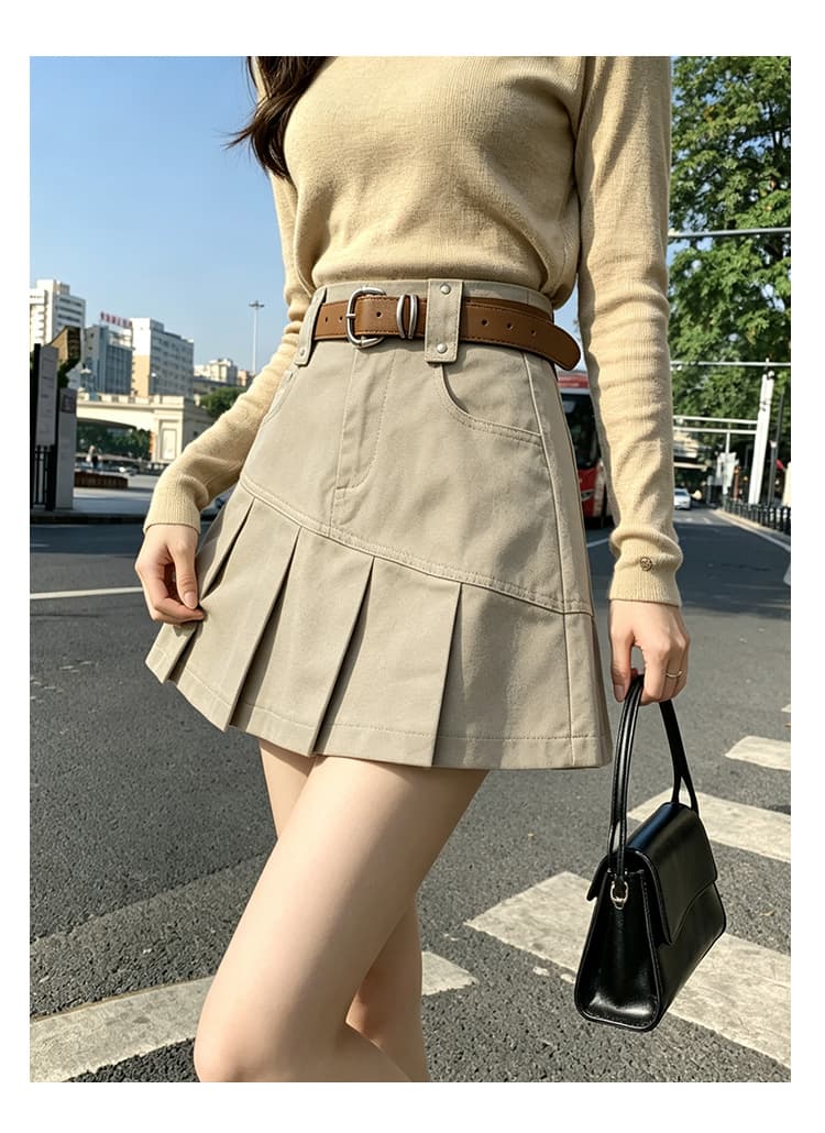실사 가을 달콤한 차가운 핫걸 학원 플리츠 스커트 여성 작은 키 연령 감소 다용도 한 마디 캐주얼 반신 미니 스커트 상세 이미지 1