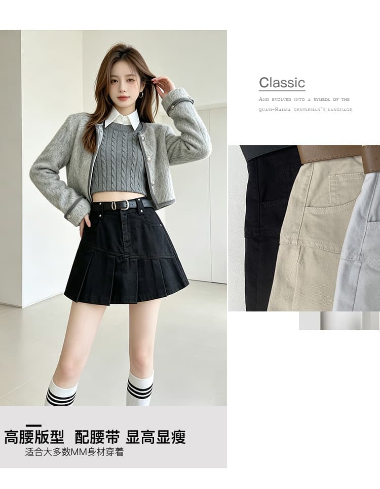 실사 가을 달콤한 차가운 핫걸 학원 플리츠 스커트 여성 작은 키 연령 감소 다용도 한 마디 캐주얼 반신 미니 스커트 상세 이미지 3