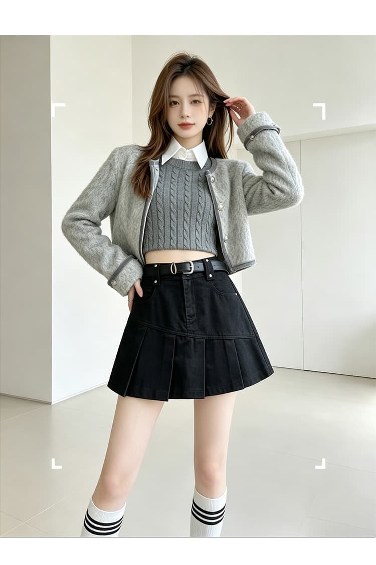 실사 가을 달콤한 차가운 핫걸 학원 플리츠 스커트 여성 작은 키 연령 감소 다용도 한 마디 캐주얼 반신 미니 스커트 상세 이미지 14