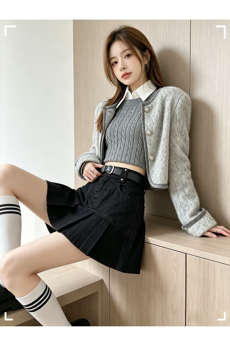 실사 가을 달콤한 차가운 핫걸 학원 플리츠 스커트 여성 작은 키 연령 감소 다용도 한 마디 캐주얼 반신 미니 스커트 상세 이미지 18
