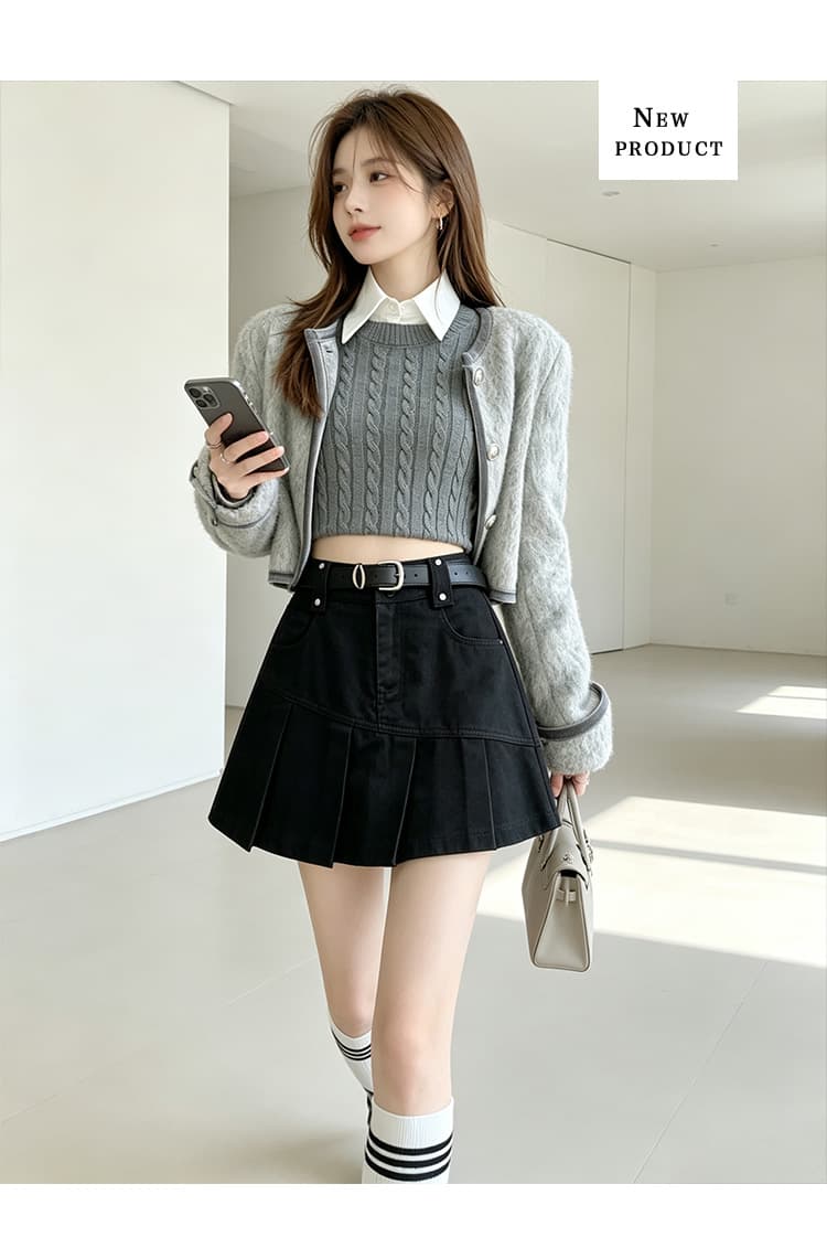 실사 가을 달콤한 차가운 핫걸 학원 플리츠 스커트 여성 작은 키 연령 감소 다용도 한 마디 캐주얼 반신 미니 스커트 상세 이미지 24