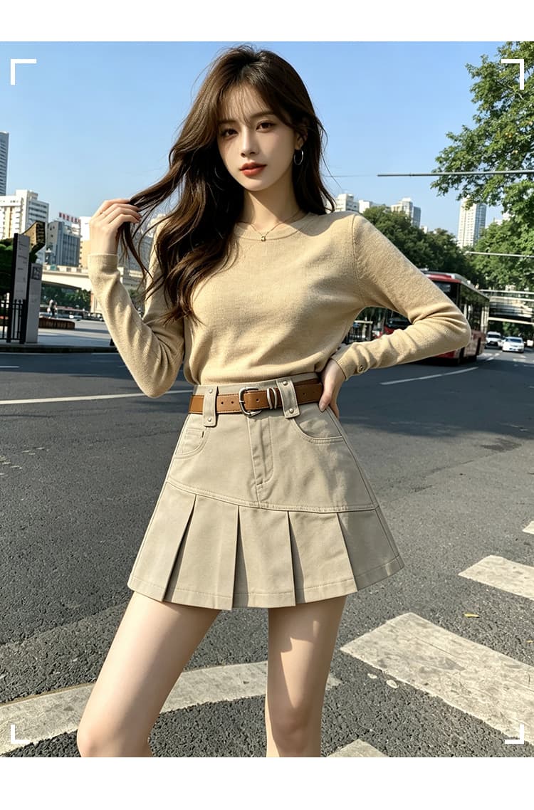 실사 가을 달콤한 차가운 핫걸 학원 플리츠 스커트 여성 작은 키 연령 감소 다용도 한 마디 캐주얼 반신 미니 스커트 상세 이미지 25