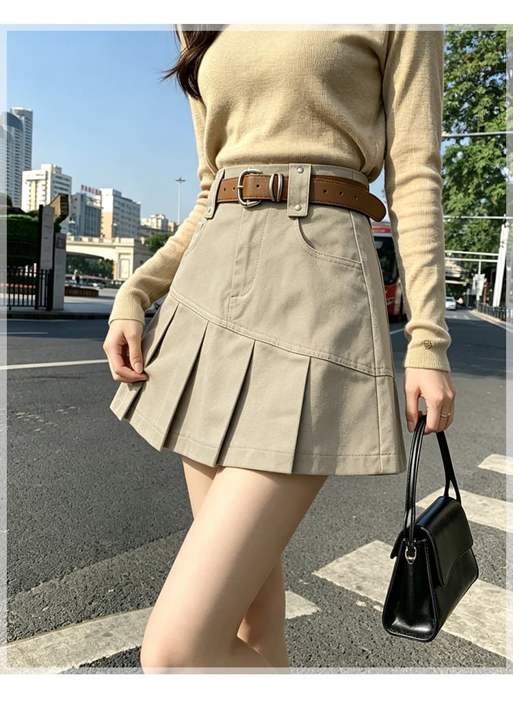 실사 가을 달콤한 차가운 핫걸 학원 플리츠 스커트 여성 작은 키 연령 감소 다용도 한 마디 캐주얼 반신 미니 스커트 상세 이미지 26