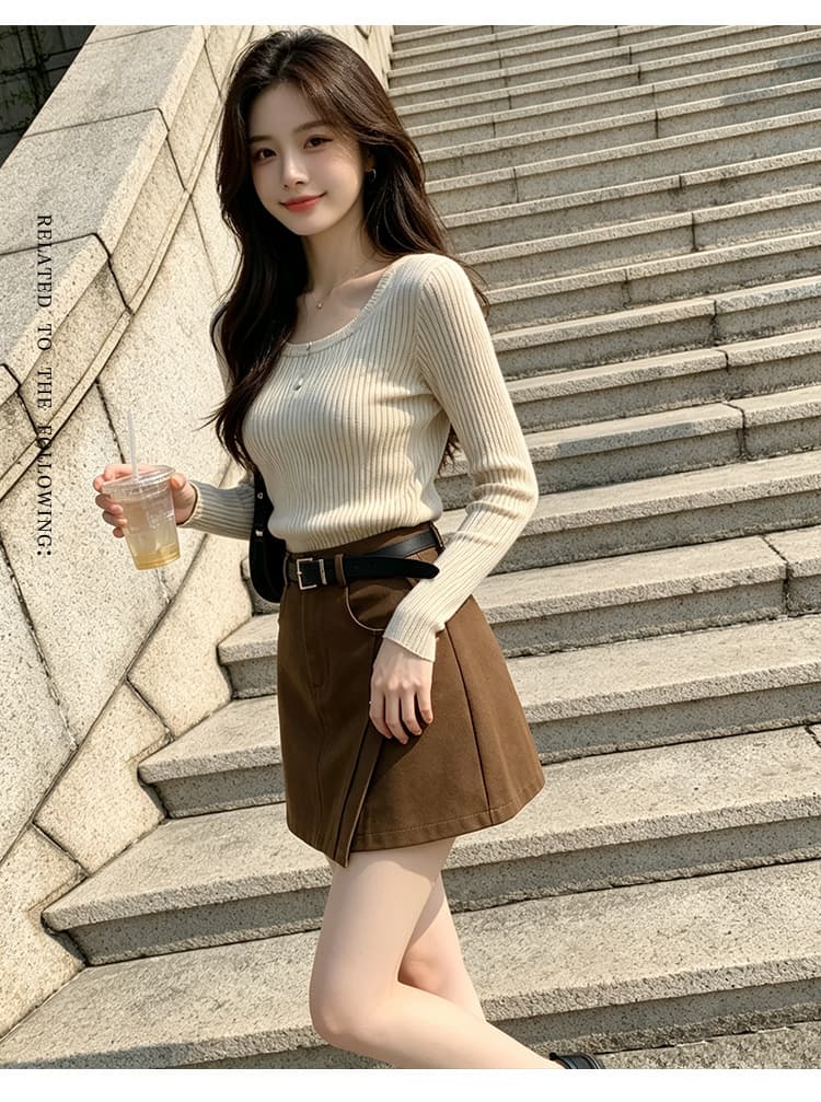 실사 2026 새로운 아름다움 라드. 레트로 캐주얼 반신 스커트 한국 스타일 슬림해 보이는 작은 키 타이트 스커트 한 마디 짧은 치마 상세 이미지 24