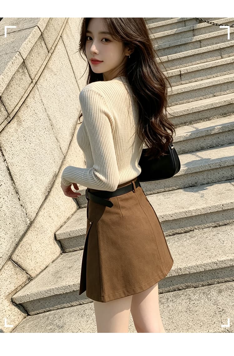 실사 2026 새로운 아름다움 라드. 레트로 캐주얼 반신 스커트 한국 스타일 슬림해 보이는 작은 키 타이트 스커트 한 마디 짧은 치마 상세 이미지 26