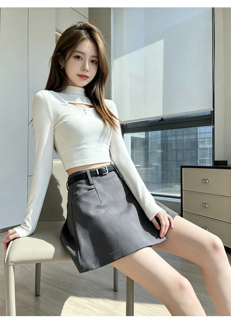 실사 불규칙 바지 여성 2026 봄 가을 품격 정장 미니 스커트 하이웨이스트 슬림해 보이는 A라인 스커트 반바지 반신 스커트 상세 이미지 21