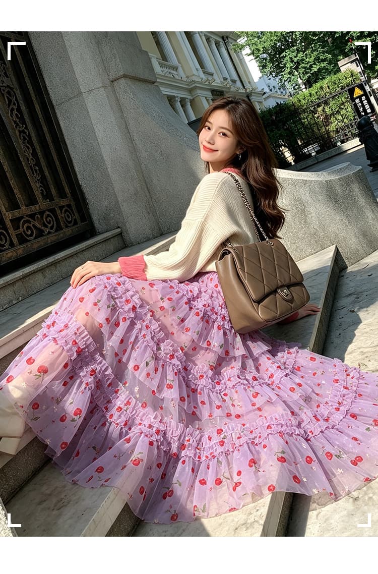 실사 2026 새로운 요정 치마 아이들 디자인 센스 핑크색 케이크 드레스 큰 진자 플리츠 스커트 하프 길이 반신 스커트 상세 이미지 18