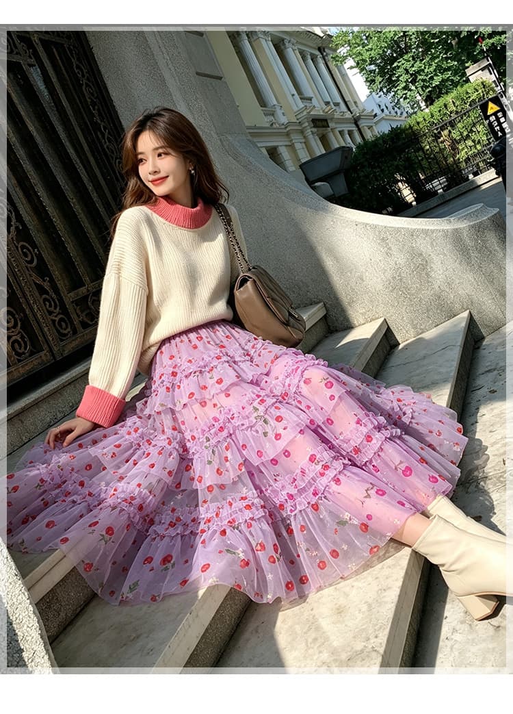 실사 2026 새로운 요정 치마 아이들 디자인 센스 핑크색 케이크 드레스 큰 진자 플리츠 스커트 하프 길이 반신 스커트 상세 이미지 19