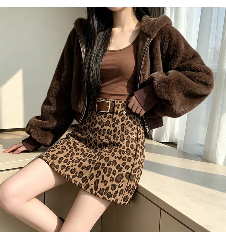 실사 레오파드 무늬 미니 스커트 여성 가을과 겨울 고급 자이언트 잘 생긴 반신 스커트 아메리칸 핫걸 노출 방지 한 마디 타이트 스커트 상세 이미지 14