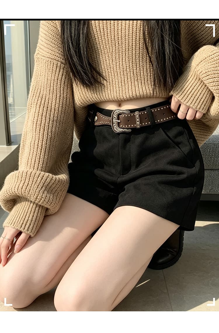 실사 사슴 캐시미어 반바지 여성 가을 겨울철 외출용 바지 2026 새로운 하이웨이스트 타이트 레깅스 핫 바지 부츠 팬츠 상세 이미지 18