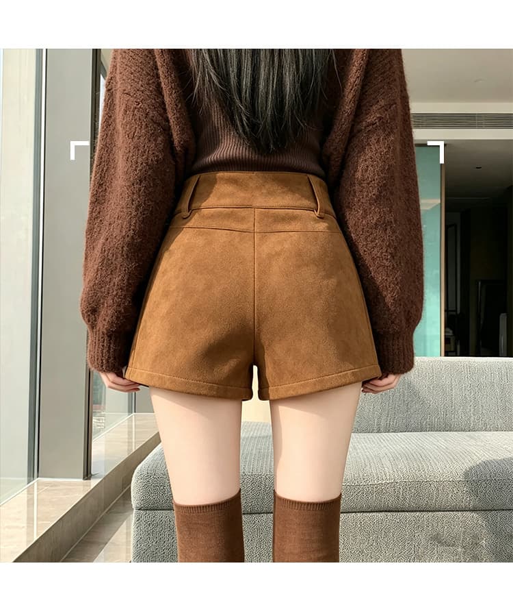 실사 아메리칸 레트로 디자인 센스 스웨이드 원단 슬림해 보이는 패션 반바지 여성 2026 새로운 가을 겨울 새로운 핫 바지 상세 이미지 28