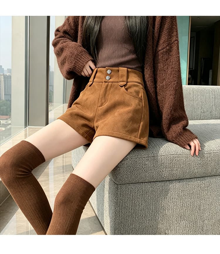 실사 아메리칸 레트로 디자인 센스 스웨이드 원단 슬림해 보이는 패션 반바지 여성 2026 새로운 가을 겨울 새로운 핫 바지 상세 이미지 29