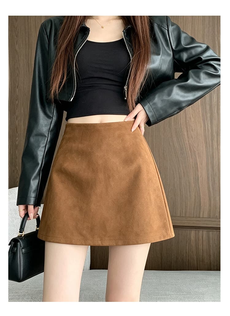 실사 2026 여름 새로운 스웨이드 원단 단색 로우 웨이스트 치마바지 품격 슬림해 보이는 연령 감소 한 마디 짧은 치마바지 치마 ins 상세 이미지 1