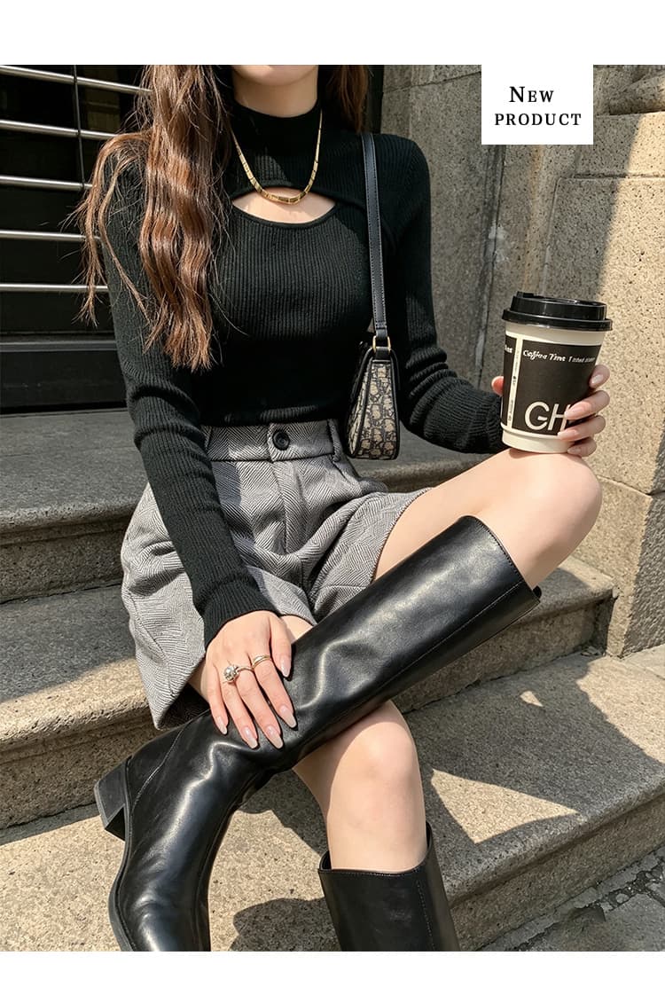 실사 사선 무늬 모직 반바지 2026 가을 겨울 새로운 패션 미니멀리즘 패션 한 마디 넓은 다리 하이웨이스트 슬림해 보이는 부츠 팬츠 상세 이미지 10