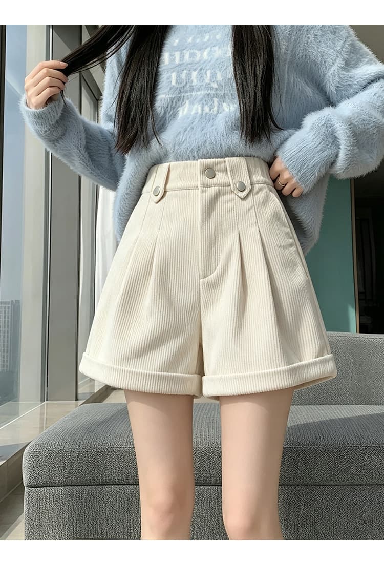실사 2026 년 가을 겨울 새로운 ins 레트로 디자인 센스 루즈핏 빅 사이즈 코듀로이 슬림해 보이는 넓은 다리가 짧다. 바지 여성 상세 이미지 28