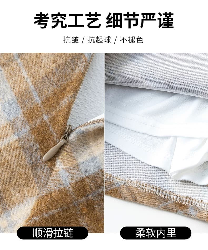 실사 2026 가을 한국 스타일 체크무늬 레트로 하이웨이스트 chic 보온 경기 코트 비스듬한 그리드 타이트 스커트 한 마디 반신 스커트 상세 이미지 4
