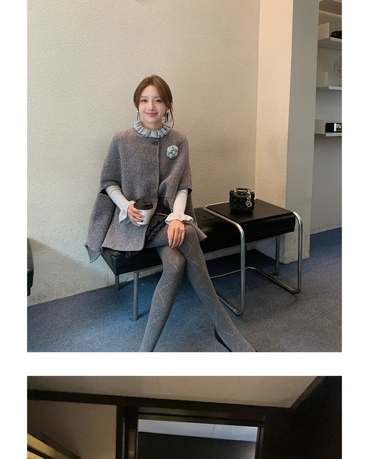 양모 프릴 니트 미니 스커트 물결무늬 곡물 반신 스커트 상세 이미지 7