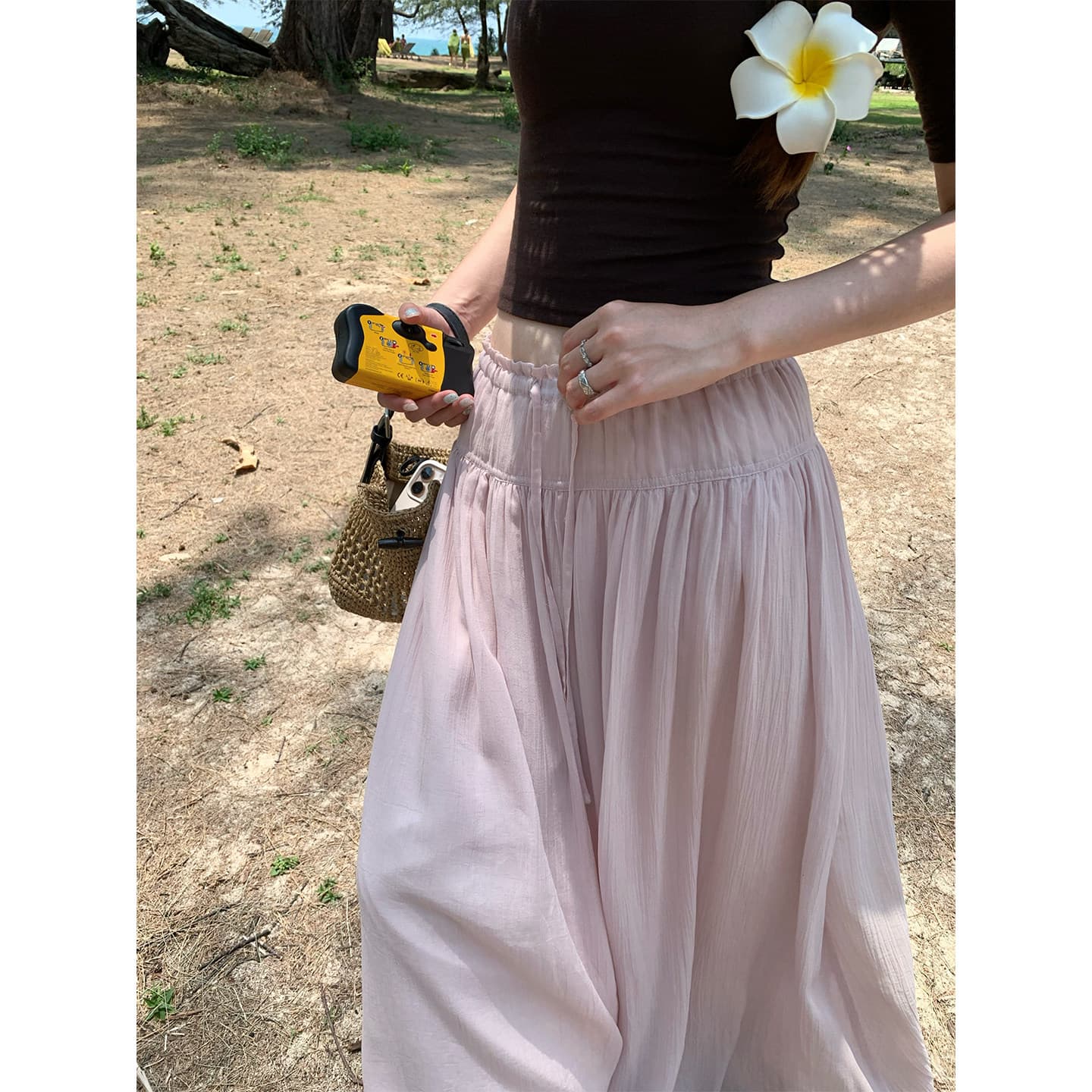 im ~까지 구름 바지 느긋한 도루 가을 센스 치마바지 여성 Xiamu 귀 핀치 Pleat 캐주얼 바지 루즈핏 슬림해 보이는 와이드 레그 팬츠 상세 이미지 2