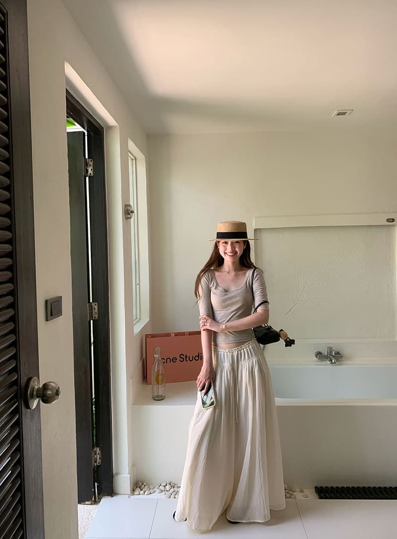 im ~까지 구름 바지 느긋한 도루 가을 센스 치마바지 여성 Xiamu 귀 핀치 Pleat 캐주얼 바지 루즈핏 슬림해 보이는 와이드 레그 팬츠 상세 이미지 23