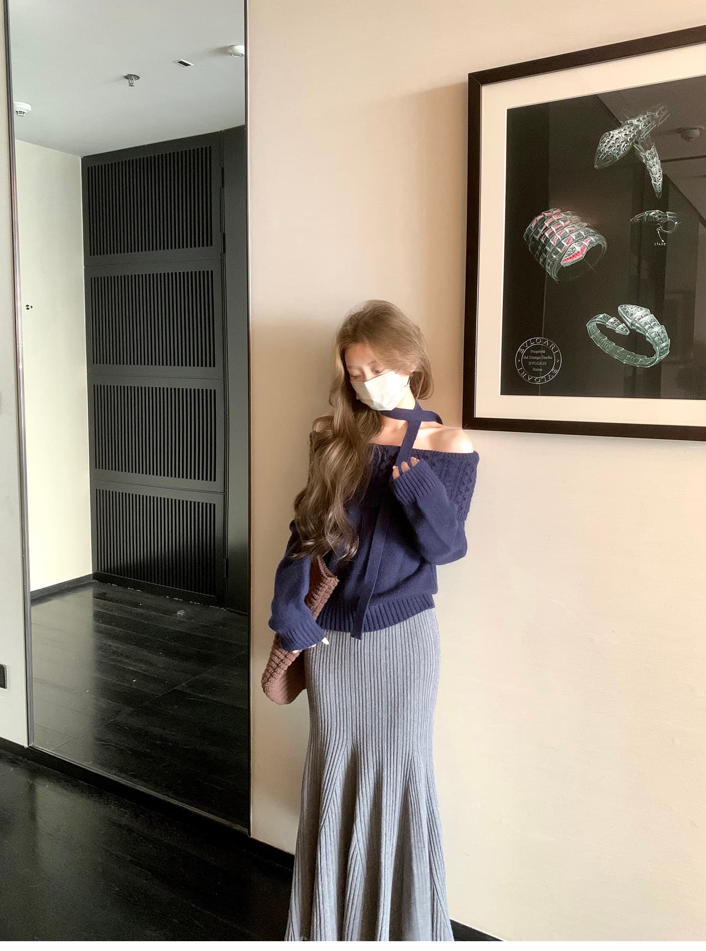 겨울 연주하다 곡 겨울 인사이드 가져 가라. 치마 구덩이 기사 니트 인어 꼬리 반신 스커트 중간 길이 한 마디 치마 상세 이미지 16
