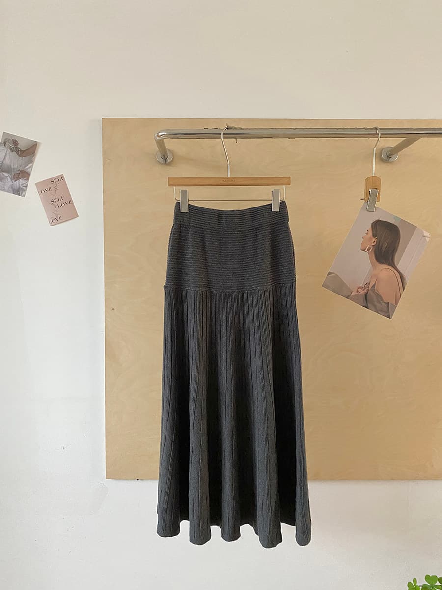2026 년 가을 겨울 새로운 프랑스식 레트로 느긋한 바람 회색 패션 하이웨이스트 표지 십자가 한 마디 니트 중 롱 스커트 여성 상세 이미지 11