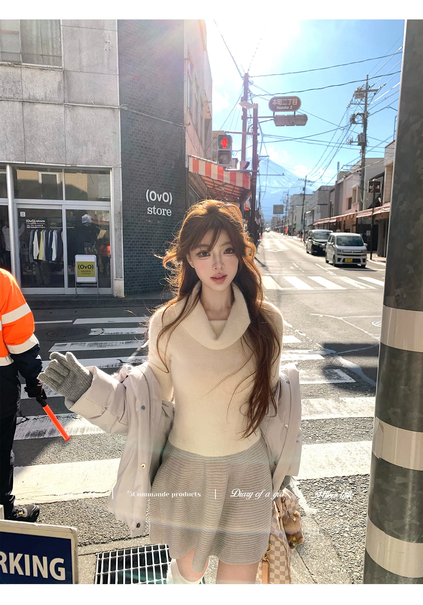 섞어 짜다 꿈 나라 가을 겨울 다용도 더블 색상 진자 모직물 미니 스커트 수평 줄무늬 다용도 꽃밭 치마 겨울 상세 이미지 6