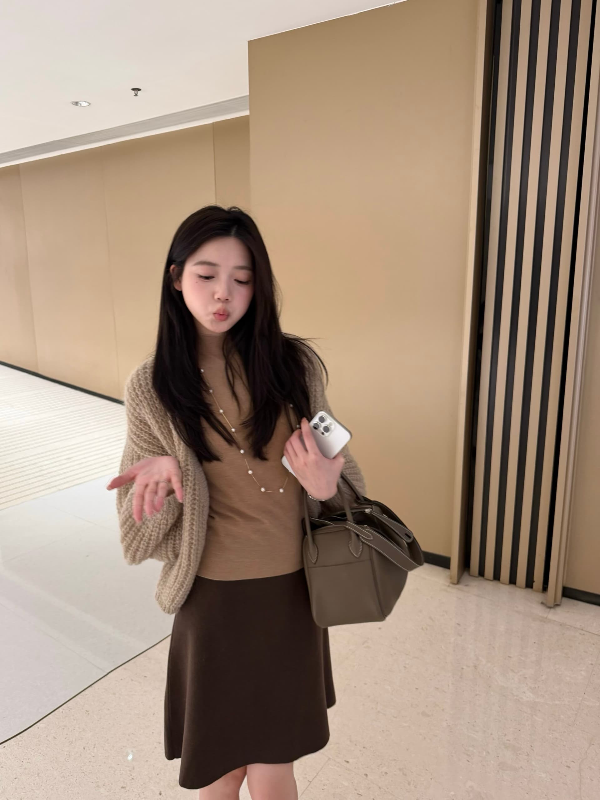 반 스커트 bi 입력 현재 문제 사랑 밴딩 작은 버전 출퇴근 니트 한 마디 반신 스커트 여성 이미지 4